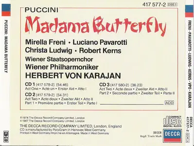 Puccini - Madama Butterfly - Freni - Pavarotti ( CD 1987 )