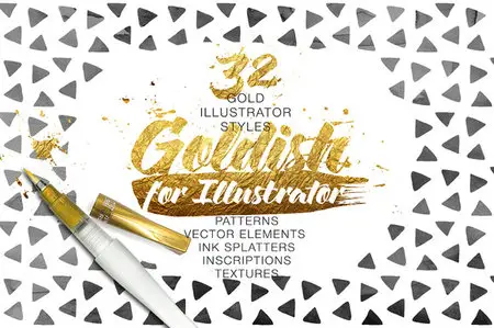 CreativeMarket - Goldish Kit. For Illustrator+Extras