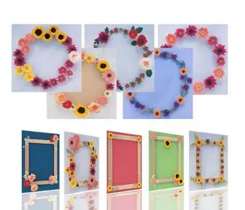 Wooden frames with flowers