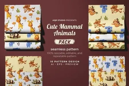 Cute Mammal Animals - Pattern 92JAM7V