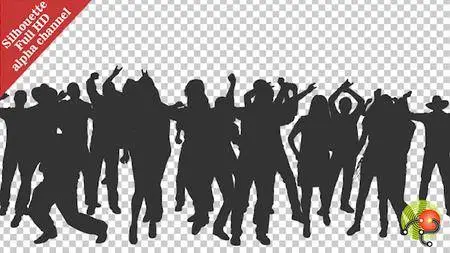 Crowd Of Dancing People In Silhouettes - Stock Footage (VideoHive)