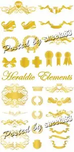 Golden Heraldic Elements Vector