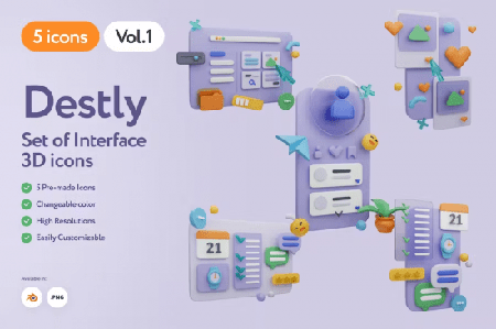 Destly - 3D Interface Icons Vol.1