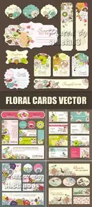 Vintage Floral Cards Vector 2