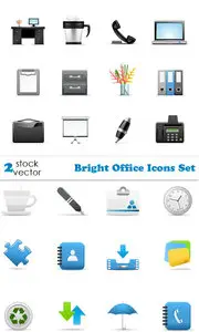 Vectors - Bright Office Icons Set