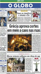 Jornal O Globo - 13 de fevereiro de 2012 - Segunda