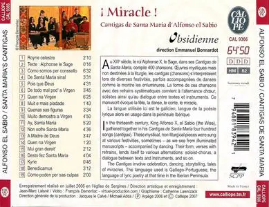 Alfonso X el Sabio - Miracle!: Cantigas de Santa Maria d'Alfonso el Sabio - Ensemble Obsidienne (2007) {Calliope CAL9366}