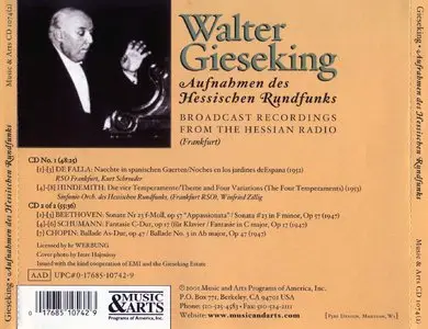 Walter Gieseking Aufnahmen des Hessischen Rundfunks · De Falla, Hindemith, Beethoven, Schumann & Chopin [2CDs] [Re-up]