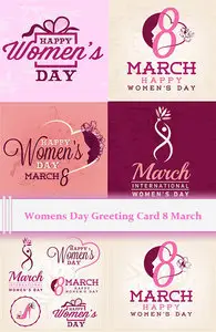 Vector Womens Day Greeting Card 8 March qBee