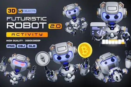 Futuristic Robot Activity 2.0 3D Illustrations 6C6KE77