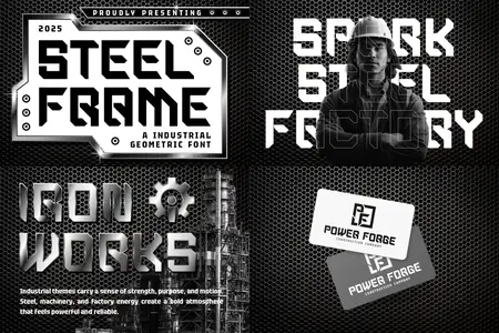 Steel Frame Modern Industrial Font