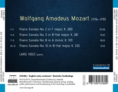 Lars Vogt - Wolfgang Amadeus Mozart: Piano Sonatas K280, K281, K310 & K333 (2019)