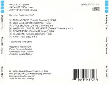 Paul Bley - Notes On Ornette (1997) {SteepleChase SCCD31437}