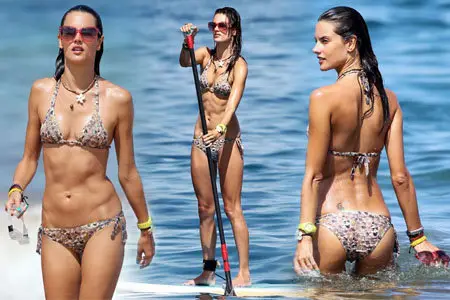 Alessandra Ambrosio - Paddleboarding in Hawaii August 10, 2011