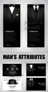 Man's Attributes Cards Vector