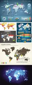 World Map with Infographic Elements Vector