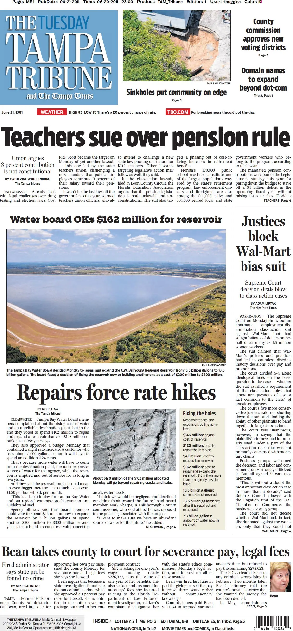 TAMPA TRIBUNE 21 JUNE 2011