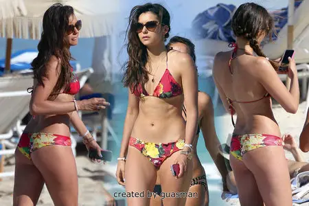 Nina Dobrev - Bikini on the beach in Miami April 28, 2013