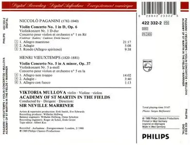 Viktoria Mullova, Sir Neville Marriner - Paganini: Concerto No.1, Vieuxtemps: Concerto No.5 (1989)