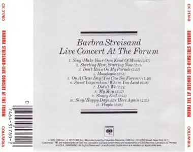 Barbra Streisand - Live Concert At The Forum (1972) [1989, Digitally Remastered]