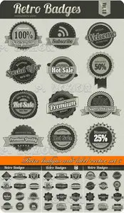 Retro badgas and label vector set 5