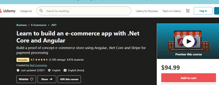 Learn to build an e-commerce app with .Net Core and Angular (03/2021)