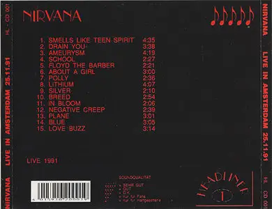 Nirvana - Live in Amsterdam 25.11.91 [Headliner HL - CD 001] (1992)
