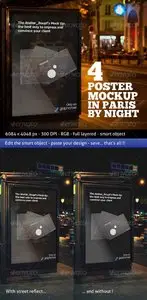 GraphicRiver Photorealistic Poster Mockup In Paris By Night
