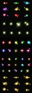 PSD realistic golden lens flares star effect ray line set