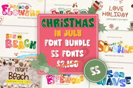 Christmas in July Font Bundle - 55 Premium Fonts