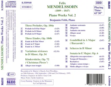 Benjamin Frith - Felix Mendelssohn: Piano Works, Vol. 2 (1995)