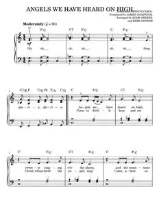 Angels We Have Heard On High - Glee TV Series, Glee Cast, Traditional French Carol (Easy Piano)