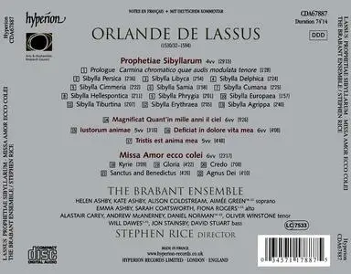 Stephen Rice, The Brabant Ensemble - Orlande de Lassus: Prophetiae Sibyllarum (2011)