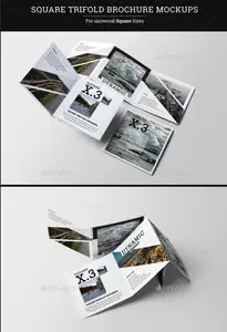 GraphicRiver - Square Trifold Brochure Mockups