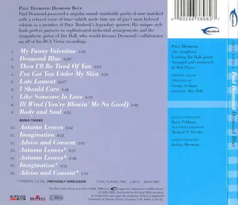 Paul Desmond - Desmond Blue (1962) [Remastered 2002] {REPOST}