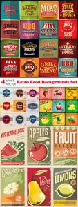 Vectors - Retro Food Backgrounds Set