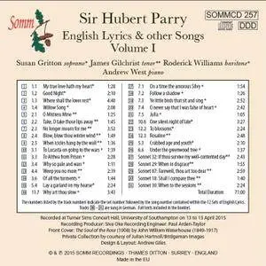 Susan Gritton, James Gilchrist, Roderick Williams & Andrew West - Parry: 12 Sets of English Lyrics, Vol. 1 (2016)