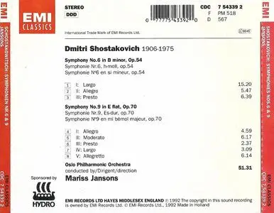 Mariss Jansons, Oslo Philharmonic Orchestra - Dmitri Shostakovich: Symphonies Nos. 6 & 9 (1992)