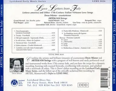 Drew Minter, Gwendolyn Toth, Artek/458 Strings - Love Letters from Italy (1996)