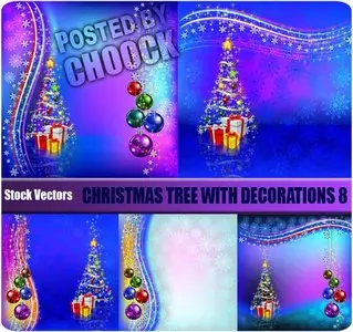 Christmas tree with decorations 8 - Stock Vector