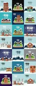 23 Winter Landscapes Vector Collection