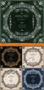 Vintage round frame vector background