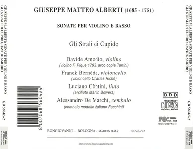 Davide Amodio, Gli Strali di Cupido - Giuseppe Matteo Alberti: Sonate per violino e basso continuo (2000)