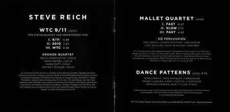 Steve Reich - WTC 9/11, Mallet Quartet, Dance Patterns - Kronos Quartet (2011) {CD+DVD Nonesuch 528236-2}