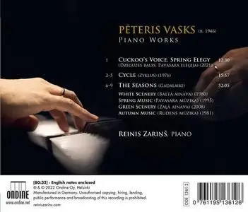 Reinis Zariņš - Pēteris Vasks: Piano Works (2022)