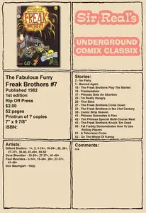 Fabulous Furry Freak Brothers 007 1982 1st Edition Rip Off Press Sir Real
