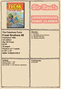 Fabulous Furry Freak Brothers 008 1984 1st Edition Rip Off Press Sir Real