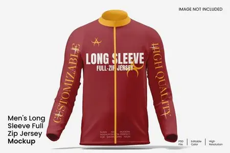 Mens Long Sleeve Full-Zip Jersey Mockup S3LSQ5P