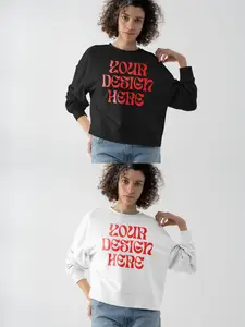 Mockup Of Woman Wearing Customized Sweatshirt Indoors 1681060409