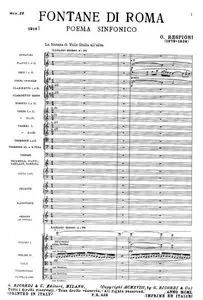 Ottorino Respighi - Fontane di Roma - (Fountains of Rome) Full Orchestral Score